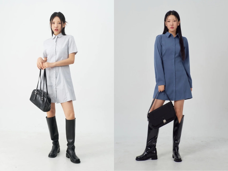 1f4e5b62-di-dam-cuoi-mac-gi13 Đầm sơ mi ngắn cho những cô nàng không biết mặc gì khi đi tiệc (Nguồn: lewkin.com)